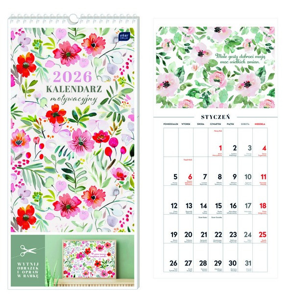 Kalendarz motywacyjny 22x46 Kwiaty Interdruk